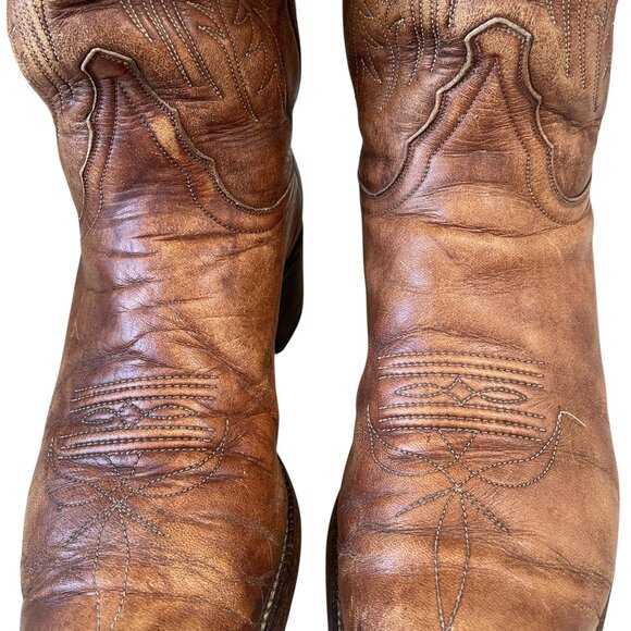 Vintage Tony Lama Cowboy Boots Size 9.5B Distressed Leather Western Riding Ranch - Picture 16 of 16